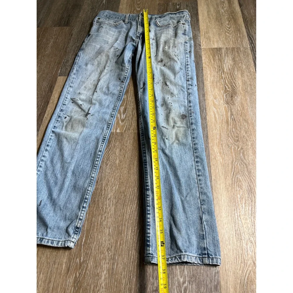 Urban Pipeline Regular Fit Jeans Mens 31x30 Blue Good Paint Splatter Distressed